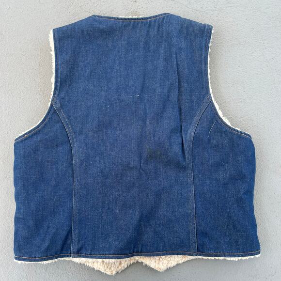 Vintage Nelson denim jean vest with sherpa fleece lining XL - Picture 5 of 8